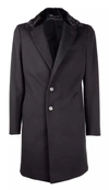 MADE IN ITALY MADE IN ITALY ELEGANT VIRGIN WOOL COAT WITH MINK FUR MEN'S COLLAR