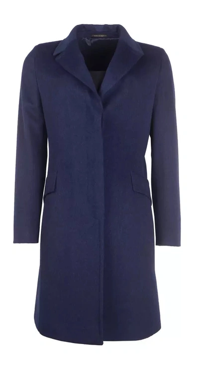 Made In Italy Elegant Virgin Wool Blue Coat For Women's Her