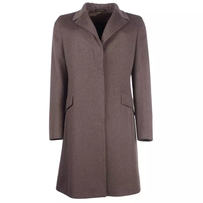 Made In Italy Elegant Woolen Brown Coat For Women's Women