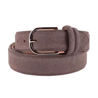 Made In Italy Elegant Gray Suede Calfskin Men's Belt