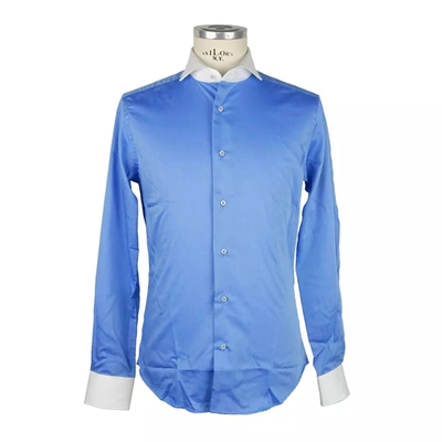MADE IN ITALY MADE IN ITALY ELEGANT CONTRAST COLLAR COTTON MEN'S SHIRT
