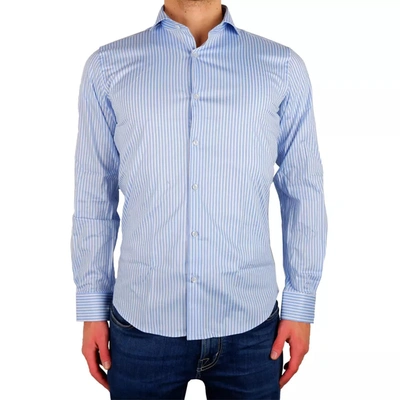 Made In Italy Elegant Milano Light Blue Cotton Men's Shirt