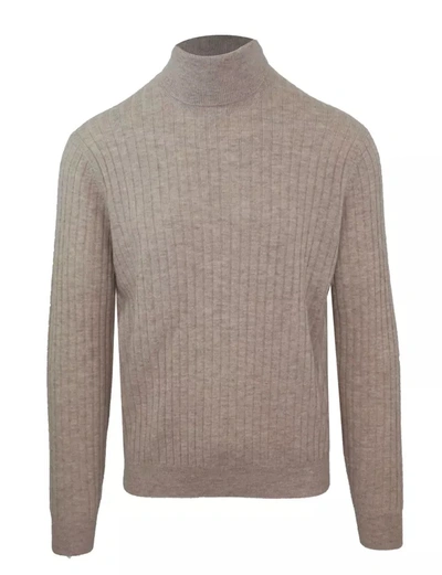 Malo Beige Cashmere-wool Blend Turtleneck Men's Sweater