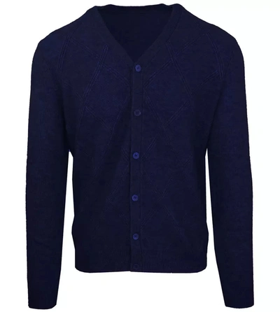 Malo Elegant Wool-cashmere Men's V-neck Men's Cardigan In Blue