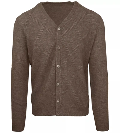Malo Elegant Wool-cashmere Men's V-neck Men's Cardigan In Brown