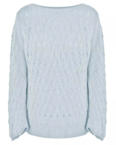 Malo Chic Boat Neck Wool-cashmere Sweater In Women's Rhombus In Light Blue