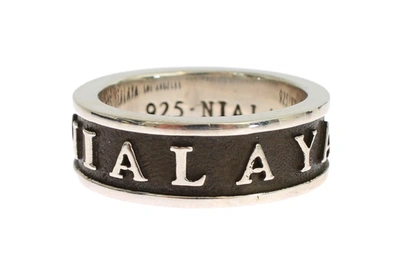 Nialaya Elegant Silver And Black Men's Sterling Men's Ring