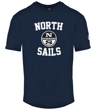 North Sails Blue Crewneck Cotton Tee With Front Men's Print