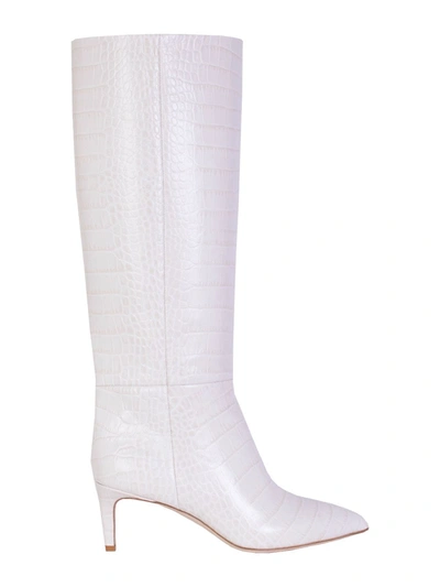 Paris Texas Croco Leather Print Stiletto 60 Boot In Women's In Off White