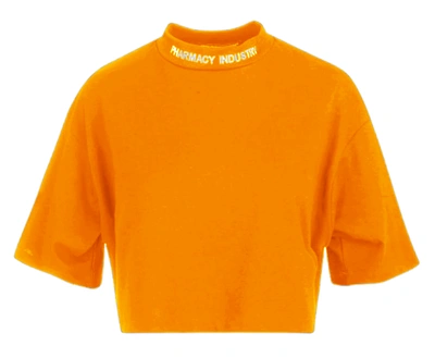 Pharmacy Industry Chic Embroidered Collar Women's Tee In Orange