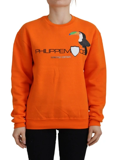 Philippe Model Chic Orange Printed Long Sleeve Pullover Women's Sweater