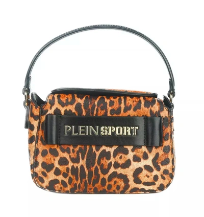 Plein Sport Chic Leopard Print Shoulder Bag With Logo Women's Detail In Brown
