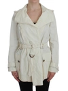 PLEIN SUD PLEIN SUD ELEGANT WHITE WRAP TRENCH WOMEN'S JACKET