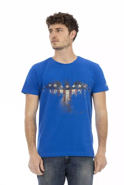 Trussardi Action Chic Blue Short Sleeve T-shirt With Men's Print