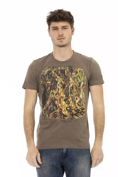 Trussardi Action Elegant Brown Tee With Chic Front Men's Print