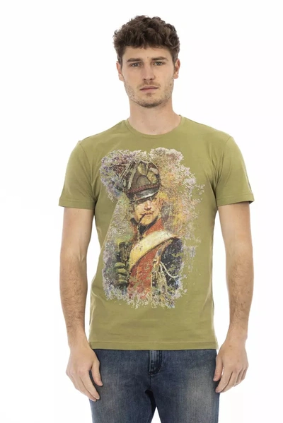 Trussardi Action Chic Green Short Sleeve Tee With Front Men's Print