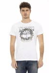 TRUSSARDI ACTION TRUSSARDI ACTION CHIC WHITE TEE WITH FRONT MEN'S PRINT