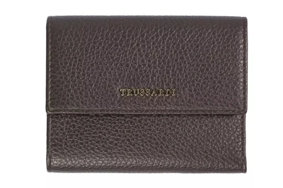 Trussardi Elegant Embossed Leather Ladies' Women's Wallet In Brown