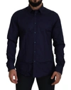 Versace Dark Blue Cotton Formal Dress Trend Shirt In Blue