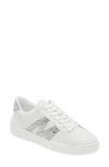 Moncler Monaco Glitter-embellished Sneakers In White