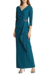 Alex Evenings Ruched Column Dress In Deep Teal