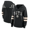 Fanatics Branded Black Brooklyn Nets Bold Move Dolman V-neck Pullover Hoodie In Black