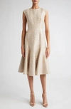 Emilia Wickstead Judi Metallic Crepe Mini Dress In Beige And Silver