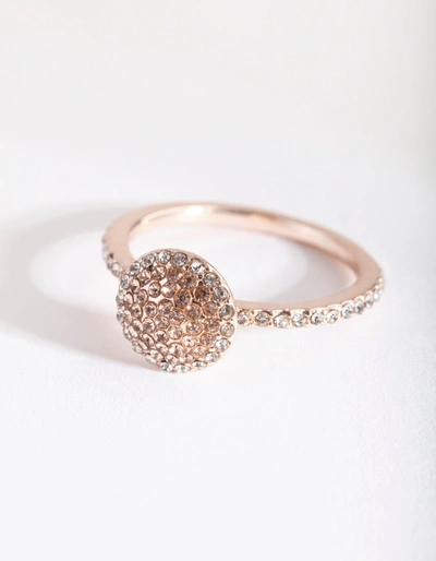 Lovisa Rose Gold Round Diamante Ring In Multi
