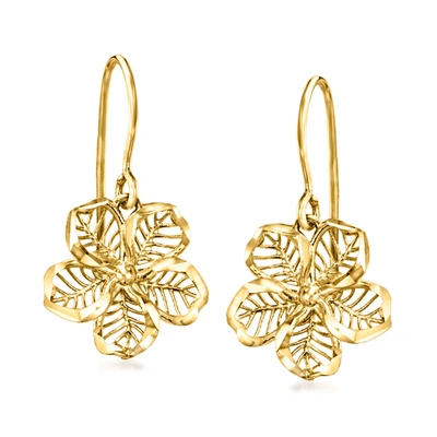 Ross-simons 14kt Yellow Gold Openwork Flower Drop Earrings