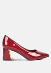 London Rag Zaila Metallic Accent Block Heel Pumps In Burgundy