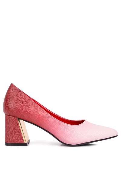 London Rag Harlow Metallic Accent Block Heel Pumps In Red-white