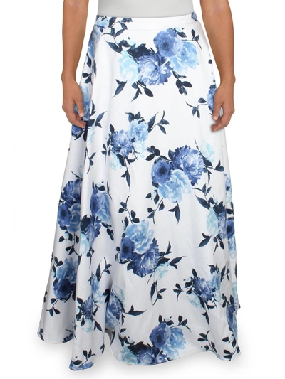 City Studio Juniors Womens Floral Special Occasion Maxi Skirt In White