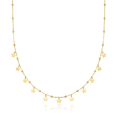 Ross-simons Italian 18kt Yellow Gold Bead And Star Station Necklace