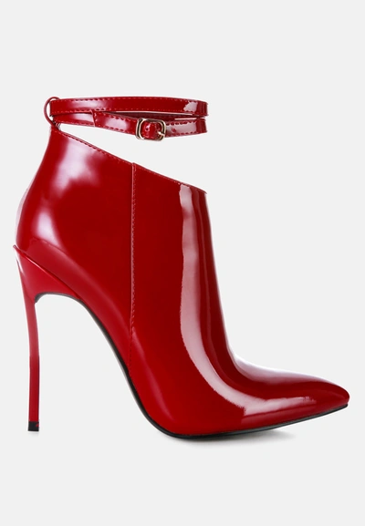 London Rag Love Potion Pointed Toe High Heeled Ankle Boots In Red