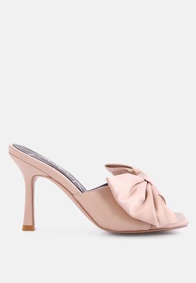 London Rag Wonderbuz High Heeled Bow Slider Sandals In Beige