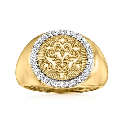 Ross-simons Diamond Signet Ring In 18kt Gold Over Sterling