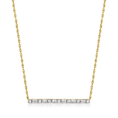 Rs Pure By Ross-simons Round And Baguette Diamond Bar Necklace In 14kt Yellow Gold In Silver
