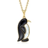 ROSS-SIMONS ONYX AND MOTHER-OF-PEARL PENGUIN PENDANT NECKLACE IN 18KT GOLD OVER STERLING