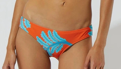 Solid & Striped The Desi Bikini Bottom In Leaf Motif In Orange