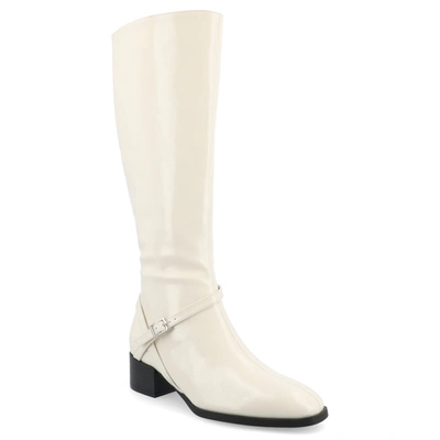 Journee Collection Women's Rhianah Wide Width Wide Calf Block Heel Knee High Riding Boots In Ivory