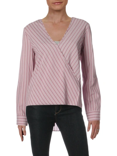 Bcbgmaxazria Womens Faux Wrap High Low Blouse In Pink