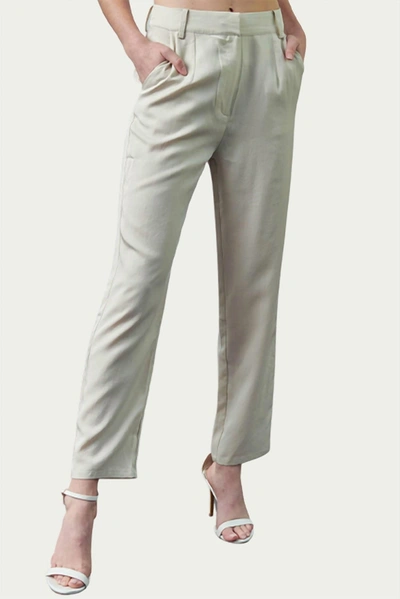 Fore Pleated High-rise Linen-blend Pant In Oatmeal In Silver