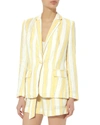 Frame Linen Stripe Blazer In Multi In Yellow