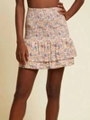 Nation Ltd Mitzy Smocked Mini Ruffle Skirt In Flower Power In White