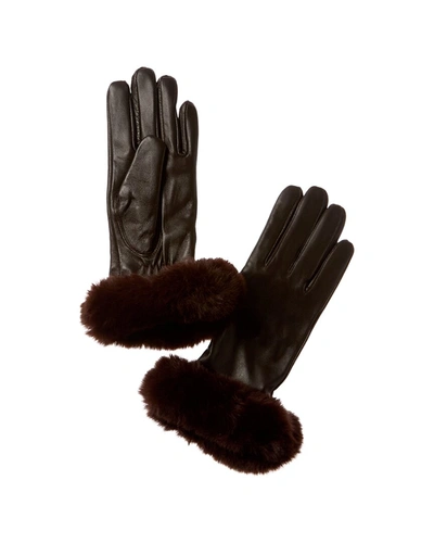 Surell Accessories Leather Gloves In Black