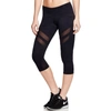 VIMMIA ELASTIC WAIST SOLID MESH TRIM ACTIVE CAPRI LEGGINGS IN BLACK