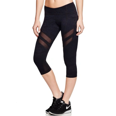 Vimmia Elastic Waist Solid Mesh Trim Active Capri Leggings In Black In Blue