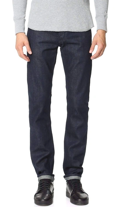 Rag & Bone Standard Issue Tonal Selvedge 5 Pocket Style Jeans In Black In Blue