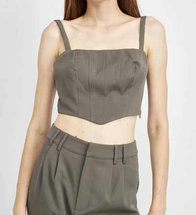 Emory Park Noelle Sleeveless Top With Button Up Back In Charcoal In Grey