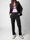 ZADIG & VOLTAIRE PETER CAR ZV PANT IN BLACK PLAID